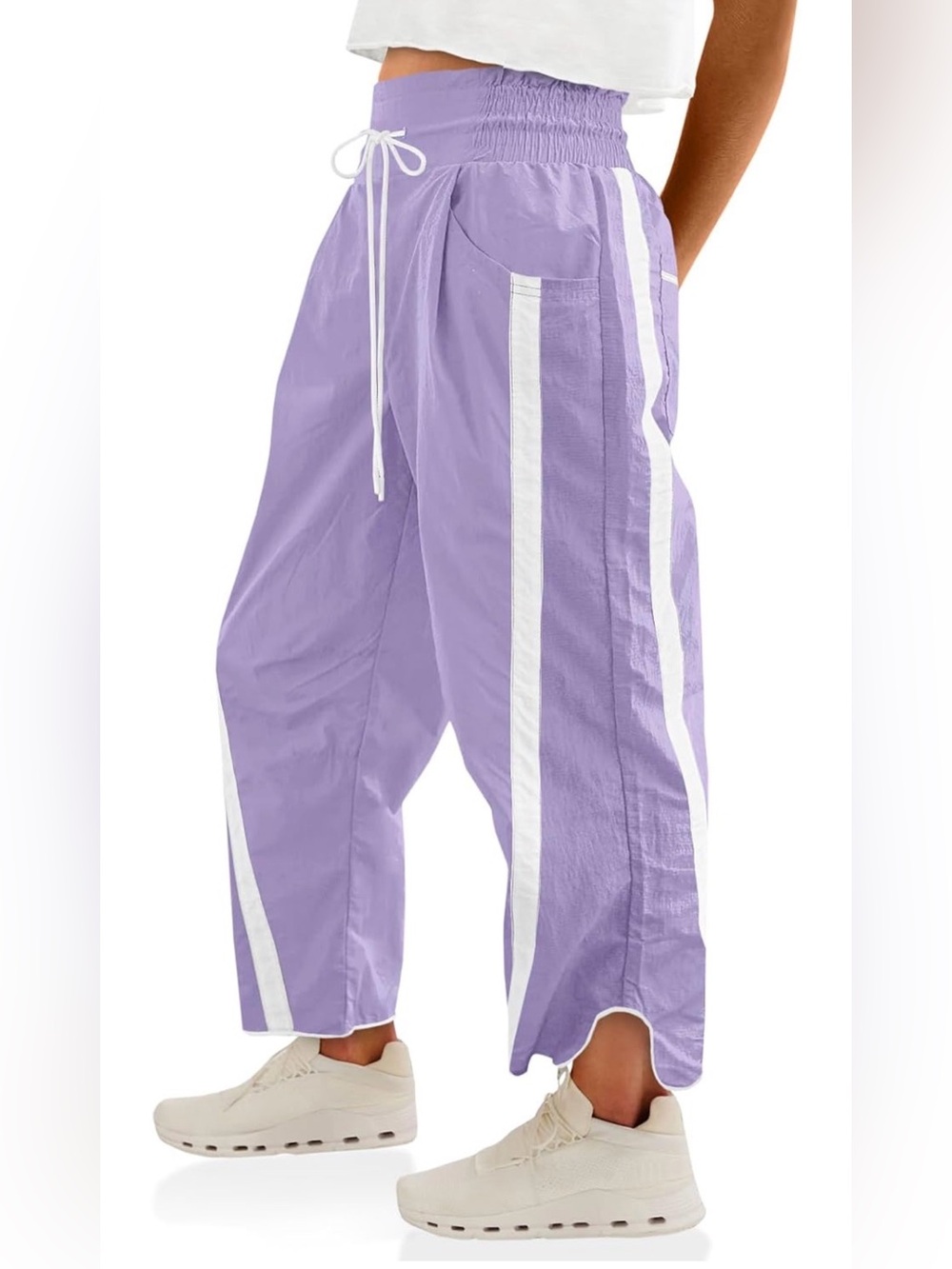 Fisoew Amazon High-Waist violet Track Wide Leg baggy Joggers M